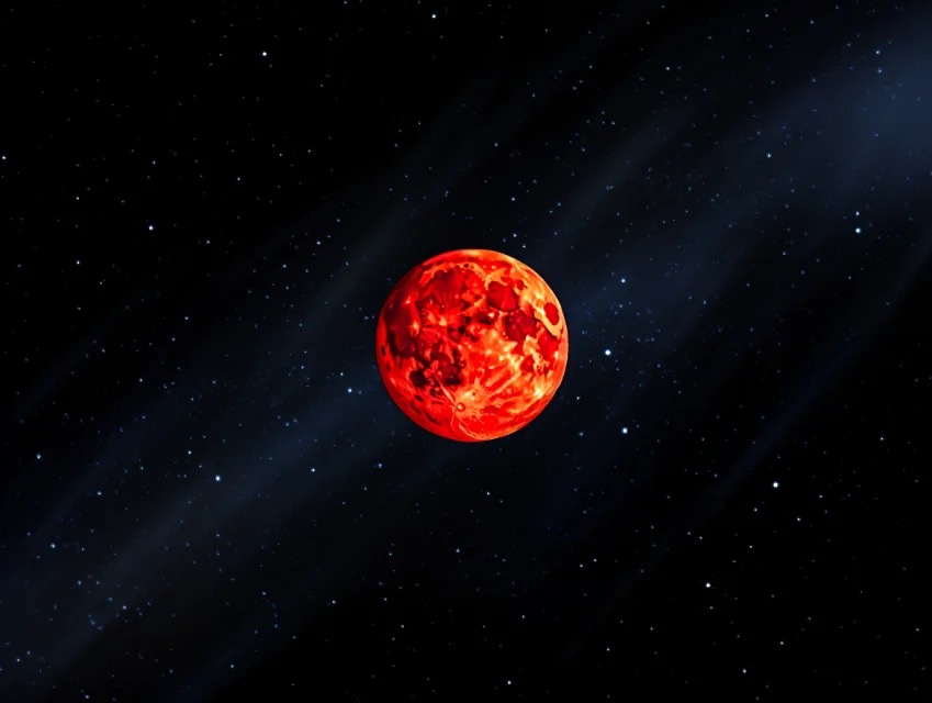 lune rouge dans le cosmos